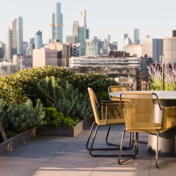 Professionally landscaped balcony garden in a Victorian apartment by Lisa Ellis Gardens Melbourne Project. Image by Erik Holt | Landscaping Victoria